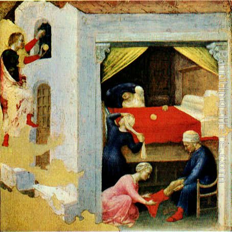 Quaratesi Altarpiece St. Nicholas and three poor maidens painting - Gentile da Fabriano Quaratesi Altarpiece St. Nicholas and three poor maidens art painting